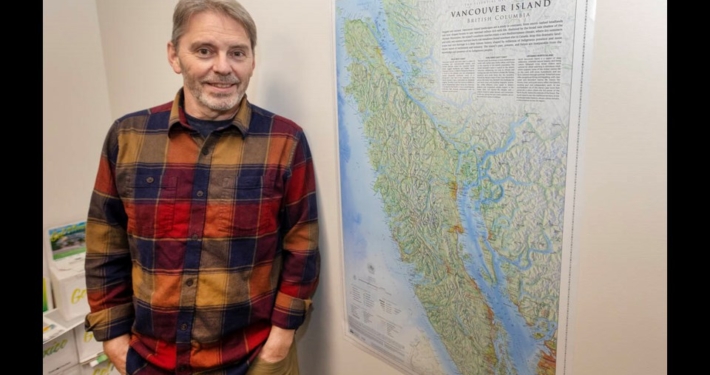 Map of Vancouver Island breaks new ground 1 Jeff Clark with his map of Vancouver Island, The Essential Geography of Vancouver Island. Clark used a combination of traditional analytical shaded relief blended with a 3D rendered elevation model to create a visually textured landscape. DARREN STONE, TIMES COLONIST